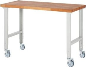 Rau Fahrbare Werkbank 7000-1 höhenverstellbar in Grau und Braun, B/T/H: 150 x 70 x 95-100 cm - Bild 1
