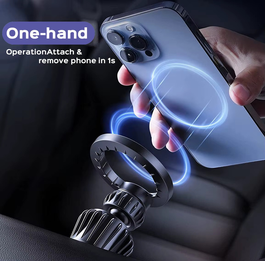 MagSafe-Autohalterung mit extra starker Magnetkraft, magnetischer Telefonhalter für die Autoentlüftung, 360 Grad verstellbar, Schwarz - Bild 4
