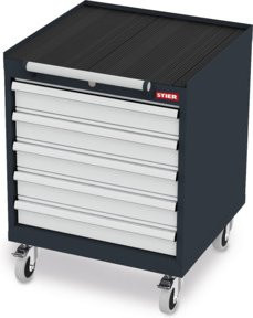 STIER Mobiler Schubladenschrank aus Stahl mit 5 Schubladen und Lenkrollen B/T/H: 60 cm x 57,5 cm x 79 cm - Bild 1