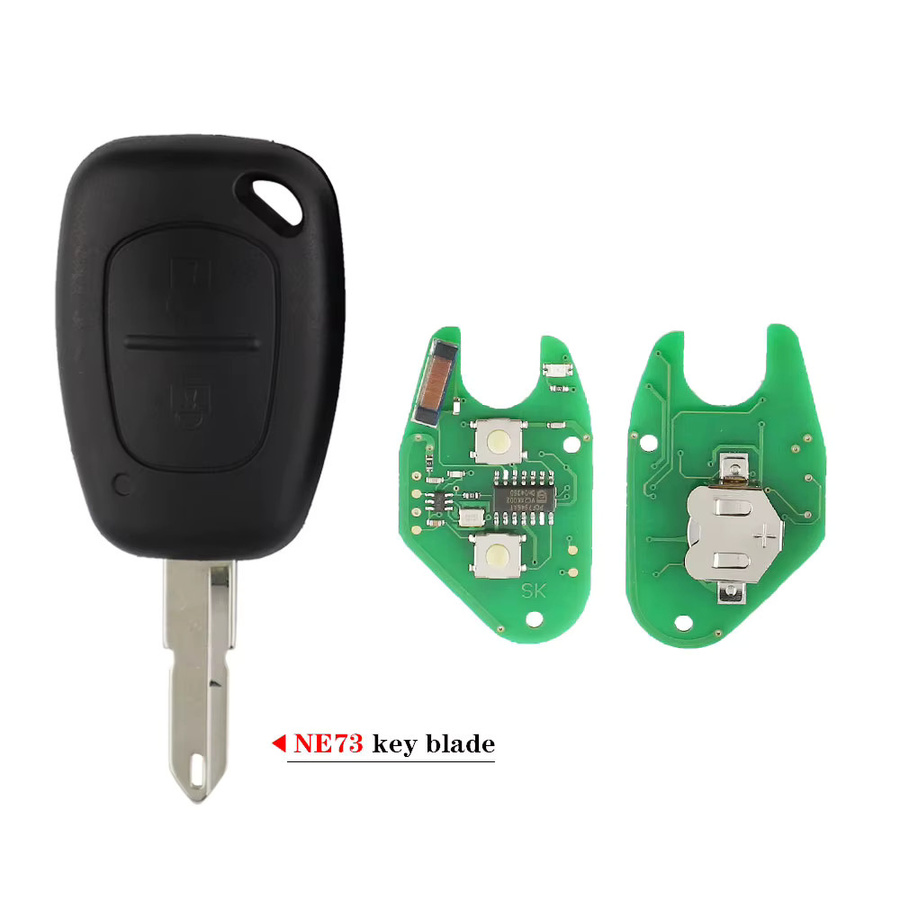 YIQIXIN Smart Remote Auto Schlüssel für Renault Traffic Master Vivaro Movano Kangoo mit 2 Tasten, 433 MHz, ID46 PCF7946 Chip, Schwarz, Uncut NE72 VAC102 Klinge - Bild 2
