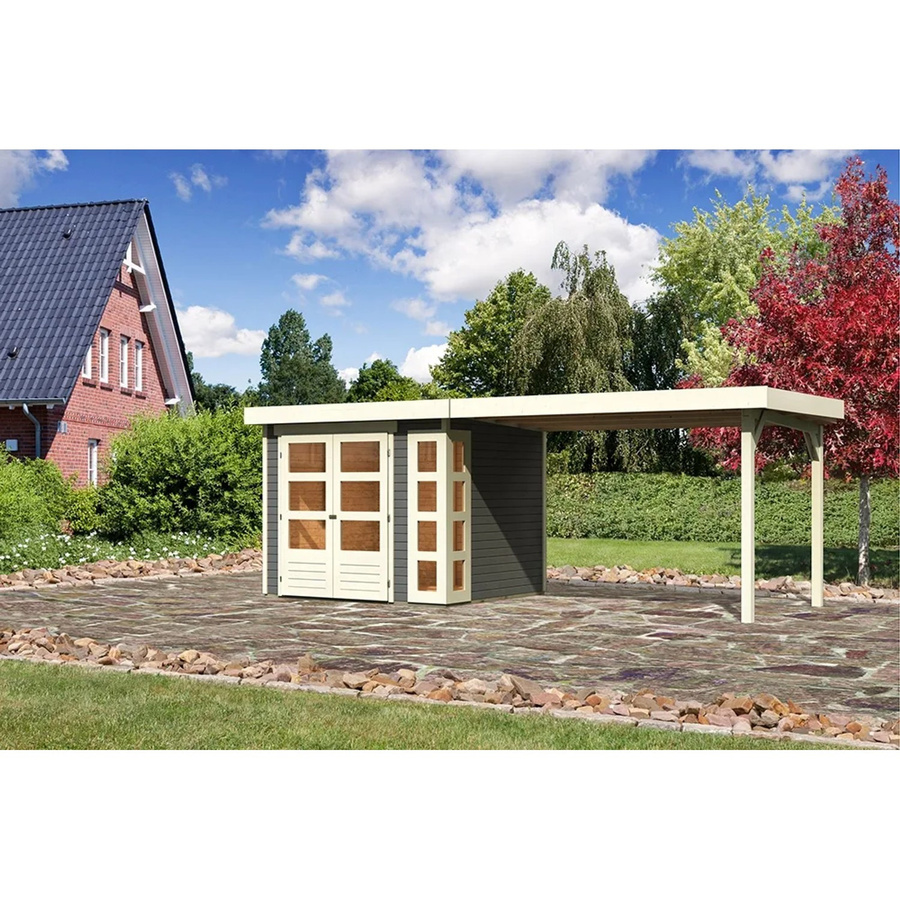 Karibu Holz-Gartenhaus Sölve in Terragrau mit Flachdach und modernem Design B/T/H: 238 x 213 x 211 cm - Bild 2