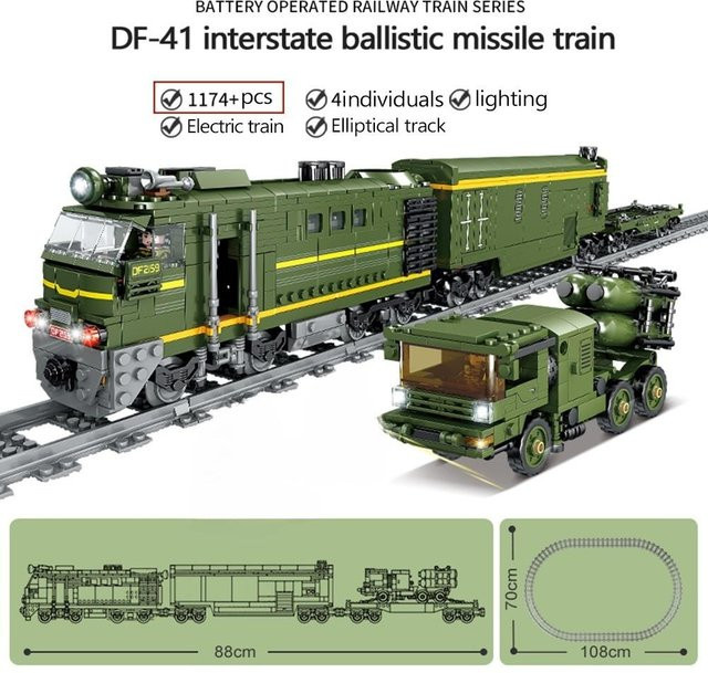Linyi toy Eisenbahn Gebäude, Baustein-Spielset, mit Motor, Transportfahrzeug - Bild 1