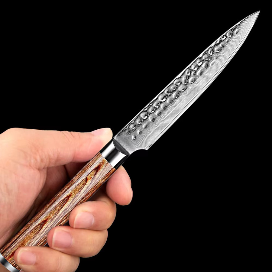 Xituo Utility-Küchenmesser aus Damaststahl mit goldenem Holzgriff, 12,7 cm - Bild 3