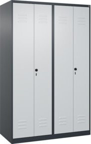 C+P PSA Doppel-Spind Classic PLUS mit 4 Abteilen, Stahlkonstruktion, Anthrazitgrau/Lichtgrau, B/H/T: 120 x 185 x 50 cm - Bild 1