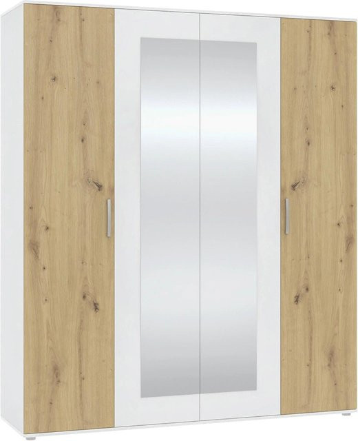 Mömax Drehtürenschrank Jan in Weiß und Eiche Artisan, B/T/H: 180 x 52 x 210 cm - Bild 1
