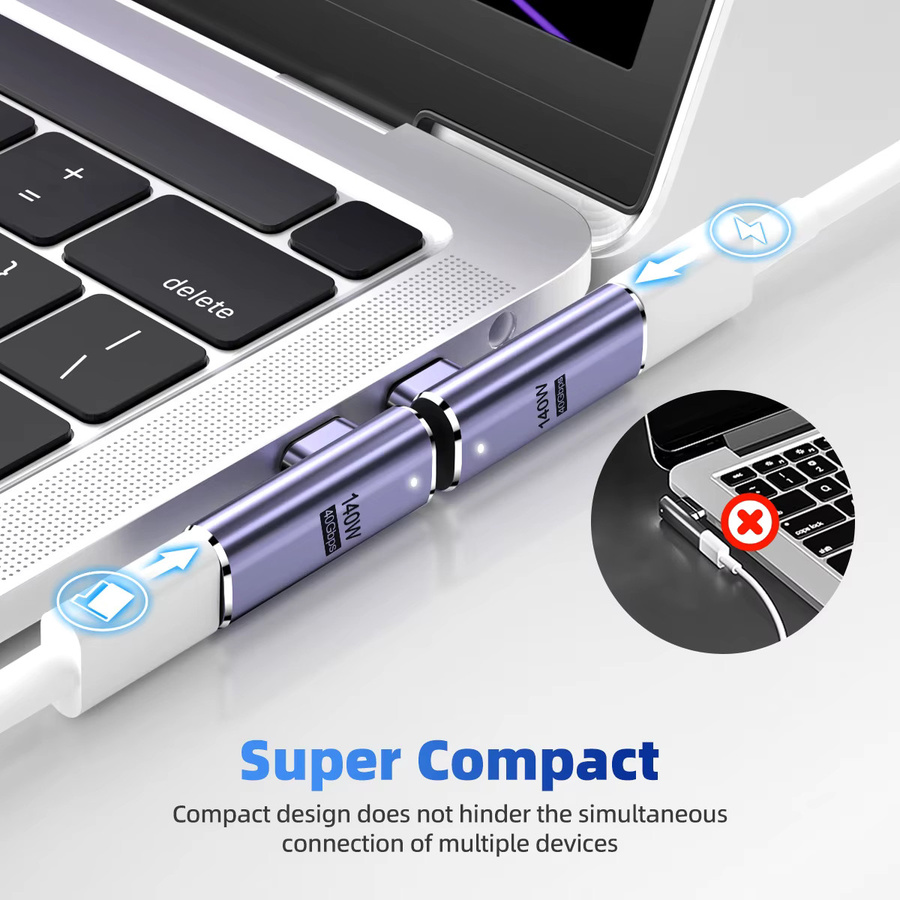 MCGILLON USB4.0 Magnetadapter USB-C Stecker auf Buchse mit 140 W und 40 Gbit/s für 8K 60 Hz in Gold - Bild 4
