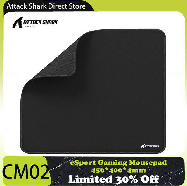 Attack Shark eSport Gaming-Mauspad mit strukturierter glatter Oberfläche und rutschfester Gummibasis, B/T/H: 45 x 40 x 0,4 cm, Schwarz/Grau - Bild 1