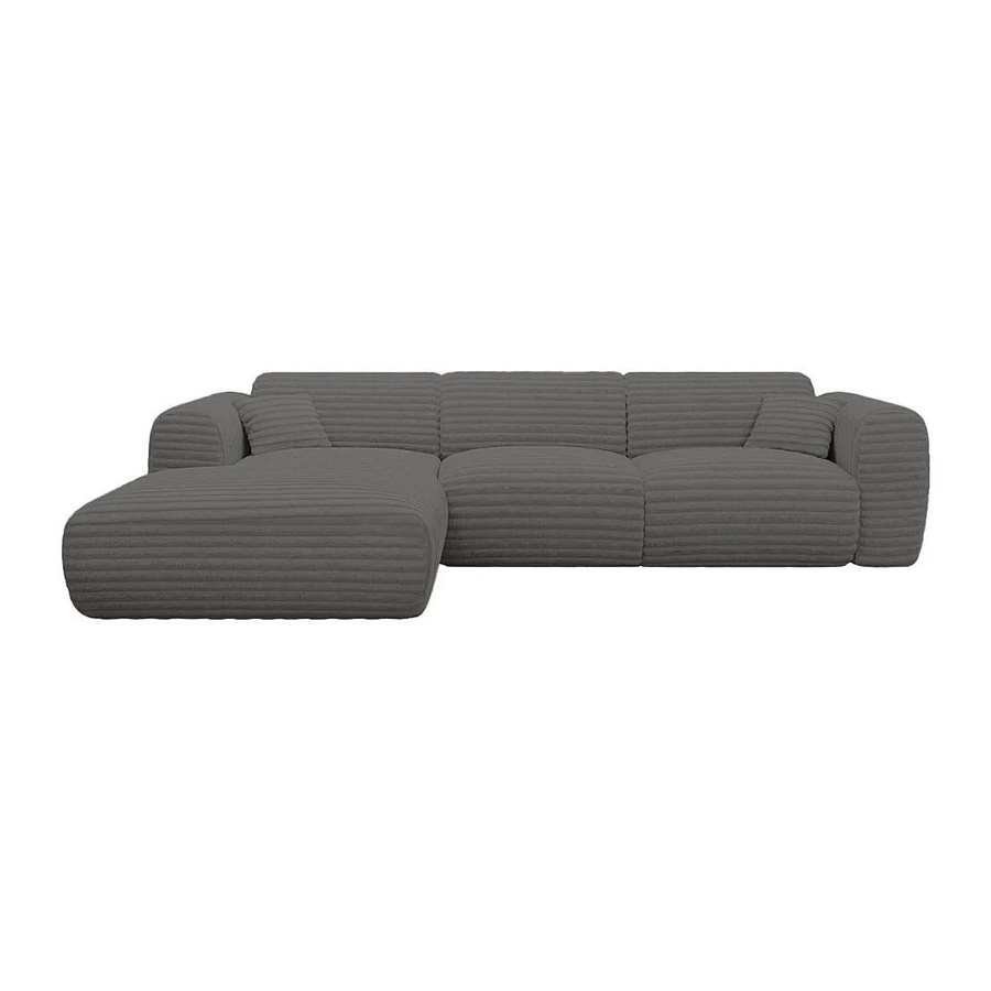 Maison Céphy Ecksofa Pogni in Anthrazitgrau aus Cord-Samt mit Breite: 280 cm - Bild 2