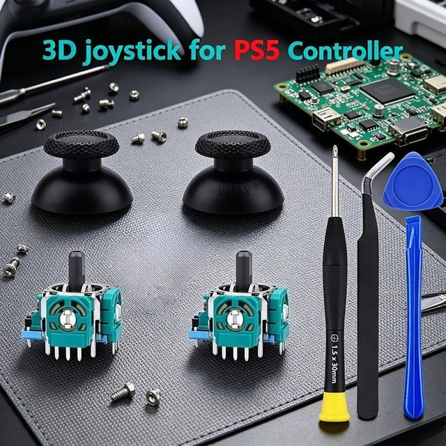 Anti-Drift 3D Thumbstick Joystick Reparatur-Set mit Schraubendreher Ersatzteile für Sony PS5 DualSense Controller 2K3 Ohm - Bild 1