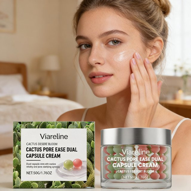 VIARELINE Kaktus-Kapsel-Creme, Nacht-Gesichtspflege-Essenz, 50g, reife Haut - Bild 1
