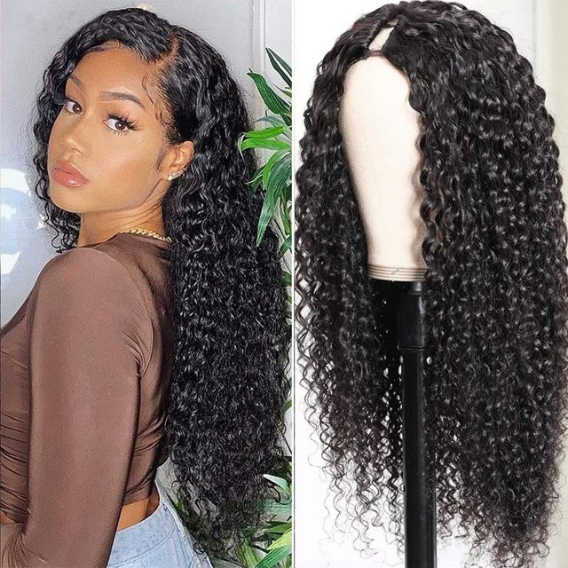 EMOL Kinky Curly V-Part Echthaar-Perücke, Damen, 180% Dichte - Bild 1