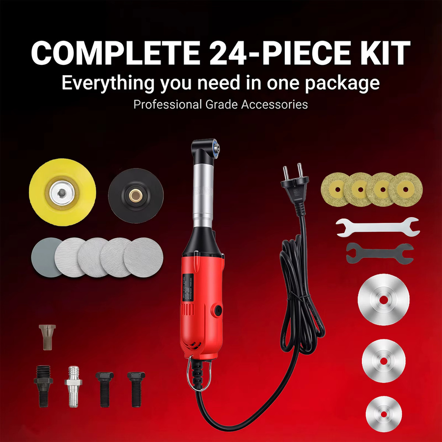 Podofo Elektrisches Schleifer-Set in Rot mit Mini-Winkelpolierer und Schleifgerät für schwer zugängliche Bereiche, ideal für Autos, Motorräder sowie Fliesenfugen und Stein - Bild 5
