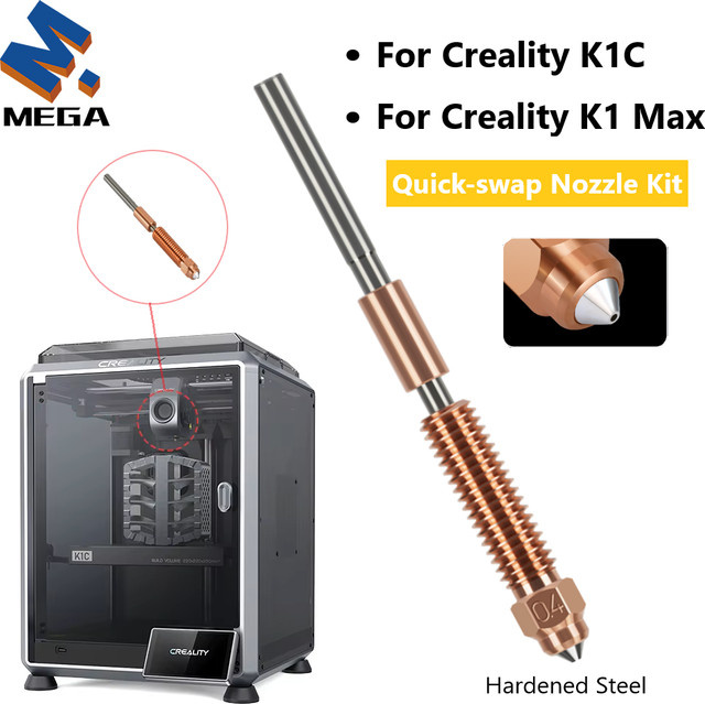 Creality Quick-Swap-Düse aus gehärtetem Stahl für K1 Max und K1C in Silber für Hochgeschwindigkeits-FDM-Druck - Bild 1