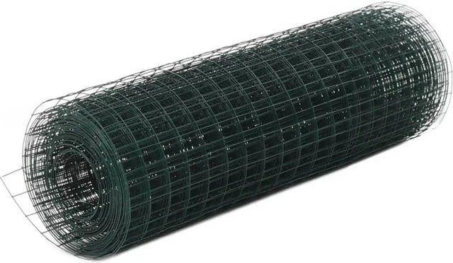 vidaXL Drahtzaun aus verzinktem Stahl mit PVC-Beschichtung, Grün, B: 10 m, H: 0,5 m - Bild 1