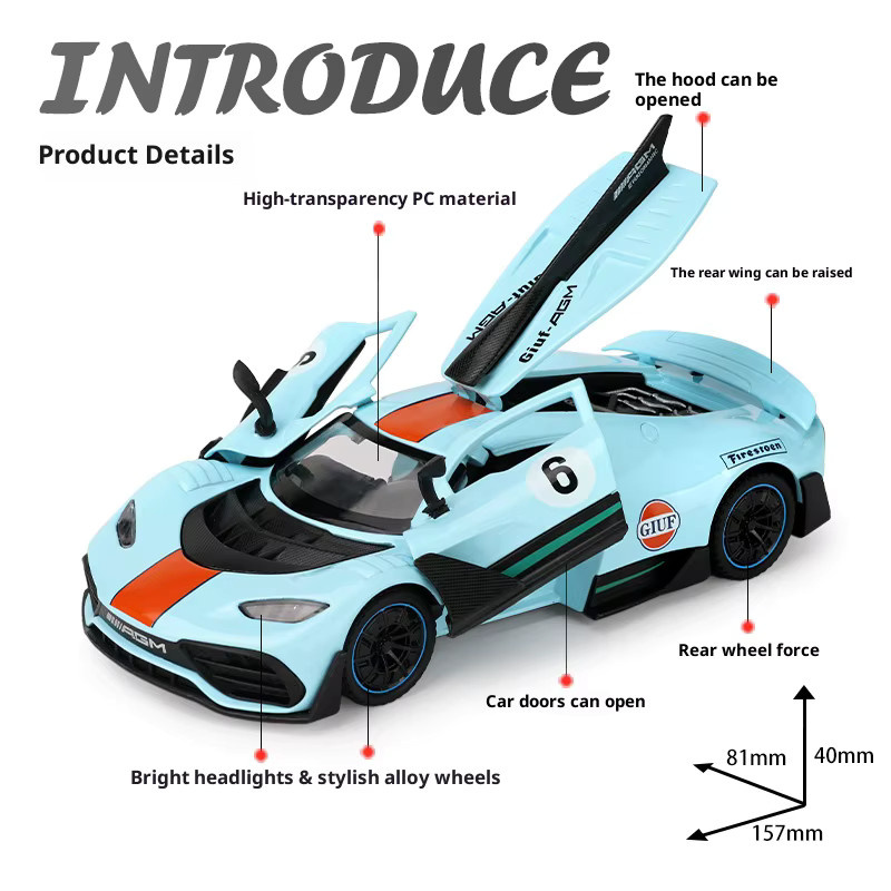 CCA Mercedes-Benz ONE Gulf Edition Automodell, Maßstab 1:32, Metall - Bild 2