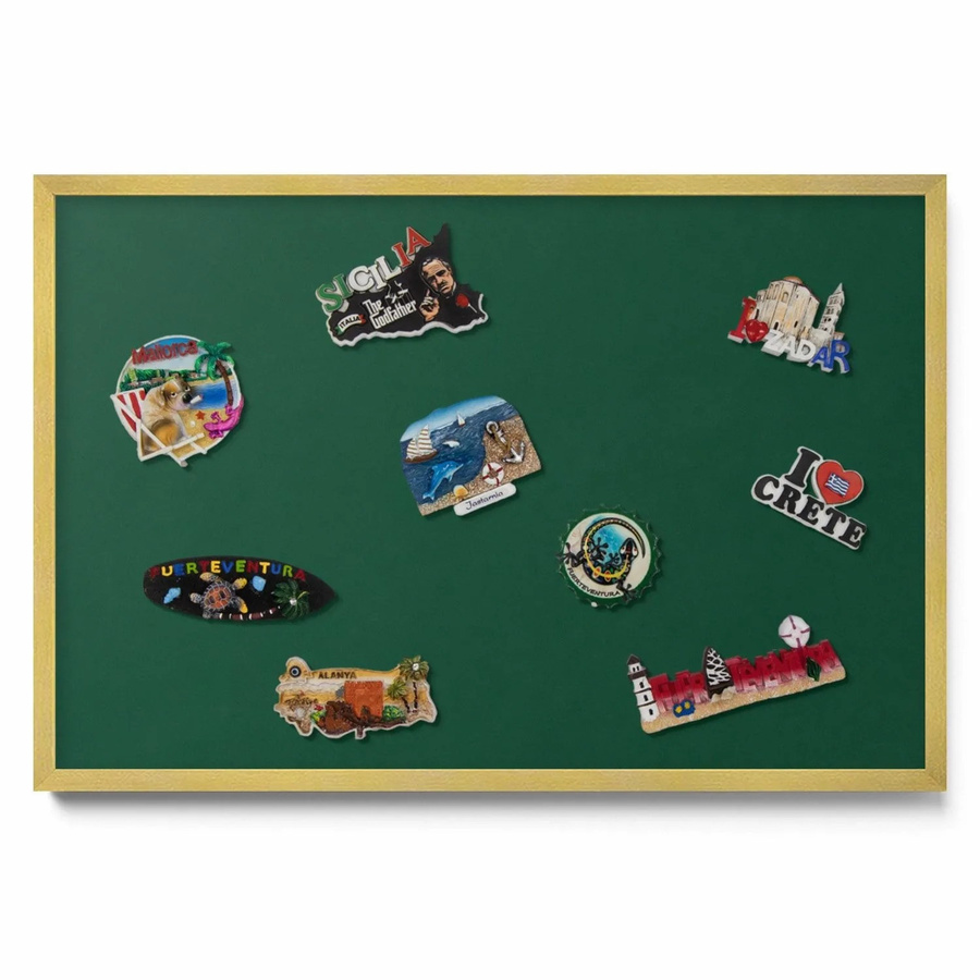 Tulup Magnettafel für die Wand aus Metall mit Goldrahmen, Farbe Dunkelgrün, B: 60 cm, H: 40 cm - Bild 2