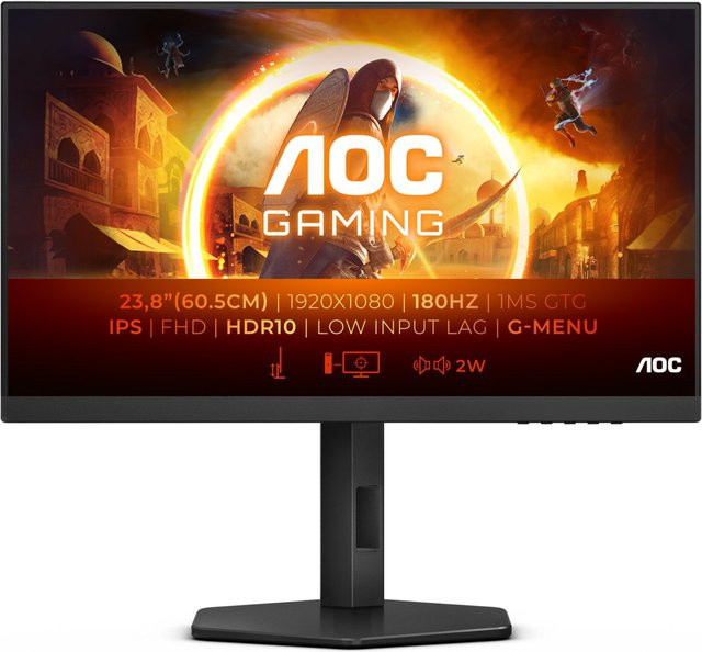 AOC 24G4X Gaming Monitor Schwarz, 61 cm (24 Zoll), Full HD IPS Widescreen, 180 Hz, 0,5 ms Reaktionszeit - Bild 1