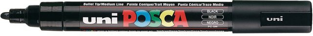 uni POSCA Marker PC-5M Permanent Marker mit Pigmentfarbe in Schwarz (Strichbreite 1,8-2,5 mm) - Bild 2