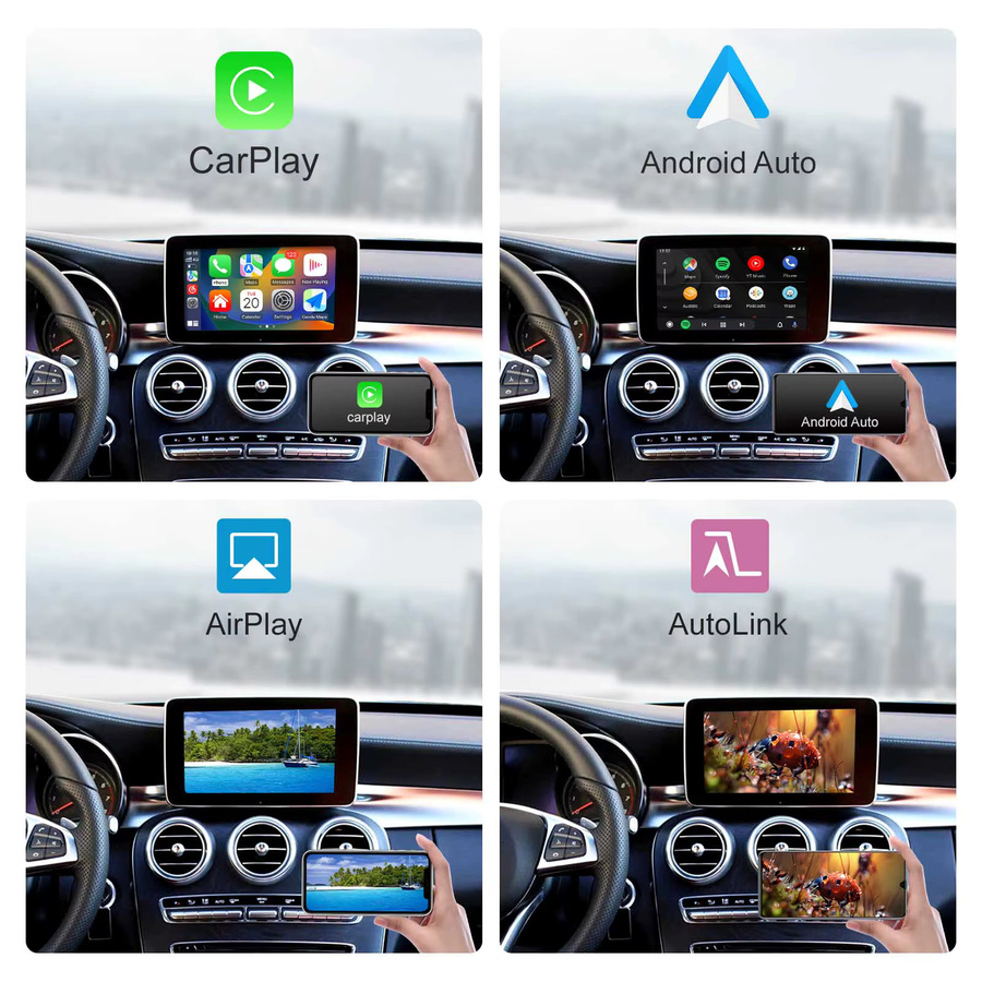 AUTOABC Drahtlose CarPlay und Android Auto Decoder Box für Mercedes Benz A B C E Klasse GLA CLA CLE W205 W176 C117 W246 W167 NTG5.0 mit Airplay - Bild 2