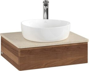 V&B Waschtischunterschrank Antao mit Frontstruktur und Beleuchtung in Botti Weiß, B/T/H: 60 x 50 x 19 cm - Bild 1