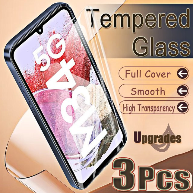 3er-Set gehärtetes Glas Displayschutzfolie für Samsung Galaxy M34 5G, transparent, 9H Härtegrad mit Fingerabdruck-Entsperrung - Bild 1