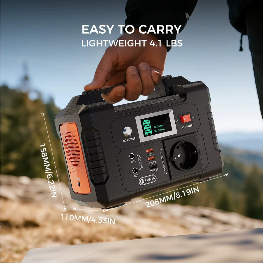 Flashfish E200 Tragbare Powerstation 200W Solargenerator 151Wh 40800mAh Schwarz mit 220V AC-Anschluss und 2 DC-Ports für Camping und Wohnmobil - Bild 3