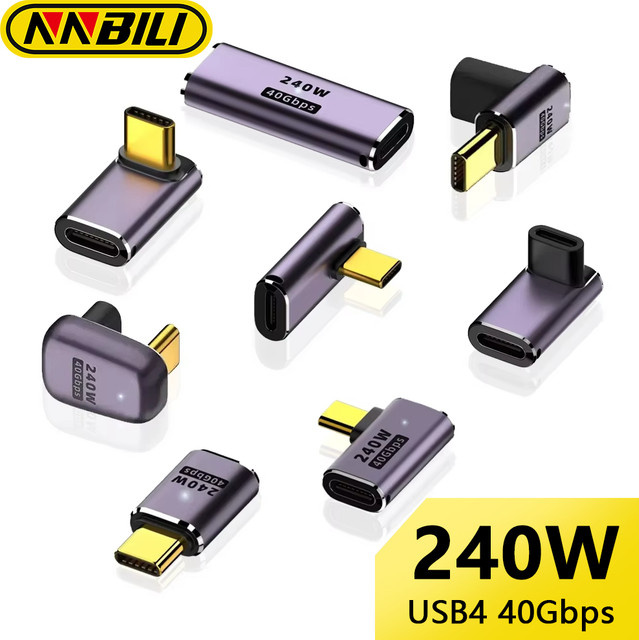 NNBILI USB4.0 Typ-C OTG-Adapter mit 40 Gbit/s, 240 W Schnellladefunktion und 90-Grad-Winkel für 8K bei 60 Hz - Bild 1