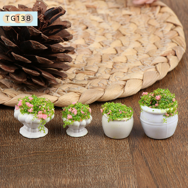 eelhoe Puppenhausmöbel Zubehör, Mini-Grünpflanzen-Bonsai-Blumentöpfe, 2-teiliges Set - Bild 1