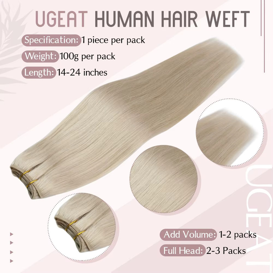 Ugeat Hair Weft Echthaar Remy-Haarverlängerungen, 100 g, Damen - Bild 2
