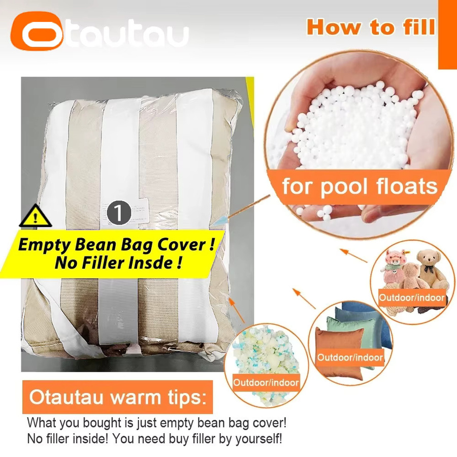 OTAUTAU Sitzsackbezug für Outdoor Pool Floats und Gartenliegen, gestreift, Beige - Bild 2