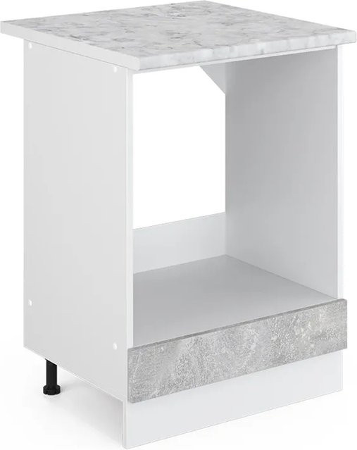 Vicco R-Line Herdbauschrank in Beton-Optik und Weiß mit Marmor-Design, Breite: 60 cm, Höhe: 81,6 cm, Tiefe: 60 cm - Bild 1