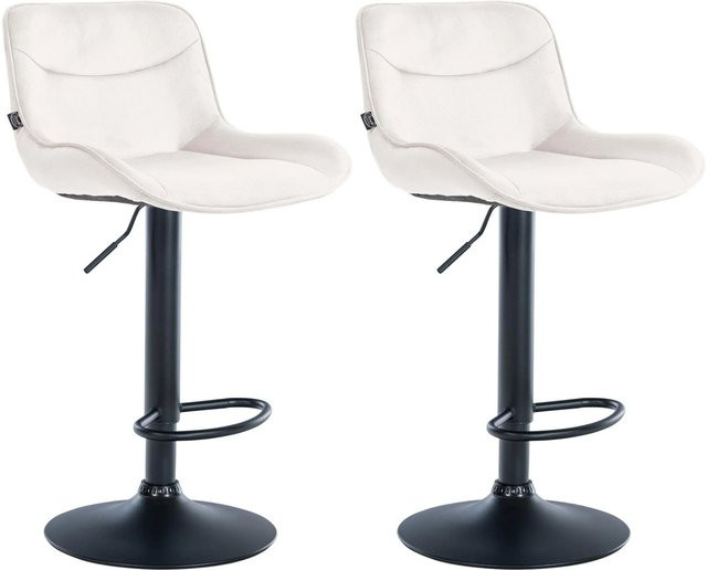 DELUKE Barhocker 2er Set TAMPA Barstühle mit Lehne aus Samt und Metall in Creme und Schwarz - Bild 1