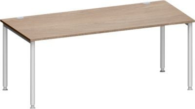 Schäfer Shop Genius Schreibtisch MODENA FLEX mit 4-Fuß-Rundrohr in Eiche und Weißalu, Breite: 180 cm, Tiefe: 80 cm - Bild 1