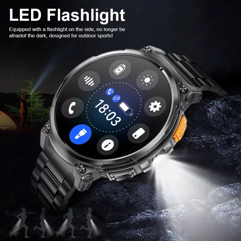 LIGE Smartwatch für Männer mit 1,85 Zoll HD-Bildschirm, Herzfrequenzmessung, wasserdicht und Bluetooth-Anruffunktion, Orange/Schwarz - Bild 4
