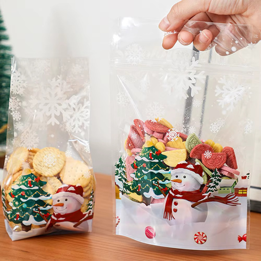 50 Stück Schneemann Süßigkeiten Beutel Transparent für Weihnachts- und Winterparty Dekoration sowie zum Backen von Cookies - Bild 4