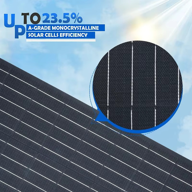 Luxuglow Flexibles Solarpanel mit monokristallinen Solarzellen in Schwarz für Camping, Yacht, Wohnmobil und Boot - Bild 4