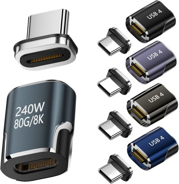 Professioneller PD 240W USB-C Magnetadapter für 8K 60Hz und 80Gbps, USB4.0 Typ C Konverter für Laptop in Blau - Bild 1