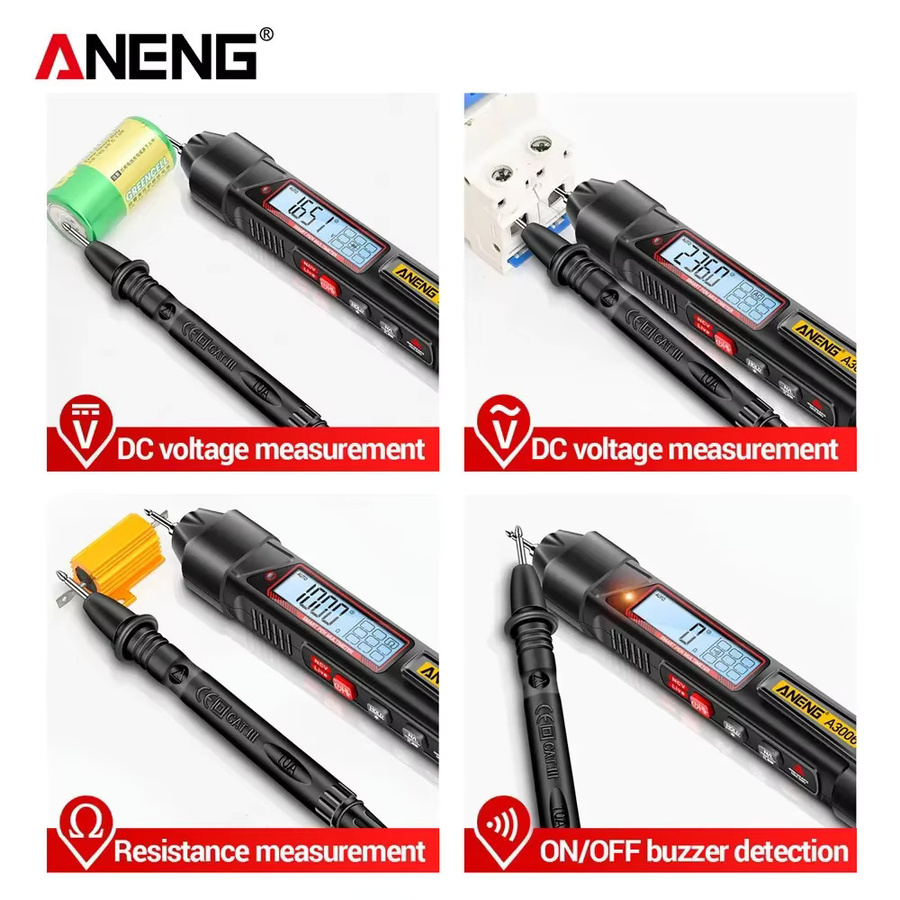 ANENG A3006 Mini-Stift-Multimeter Digital in Schwarz mit 4000 Zählern für AC/DC-Spannung, Ohm, Dioden, Kapazität und Hz - Bild 2
