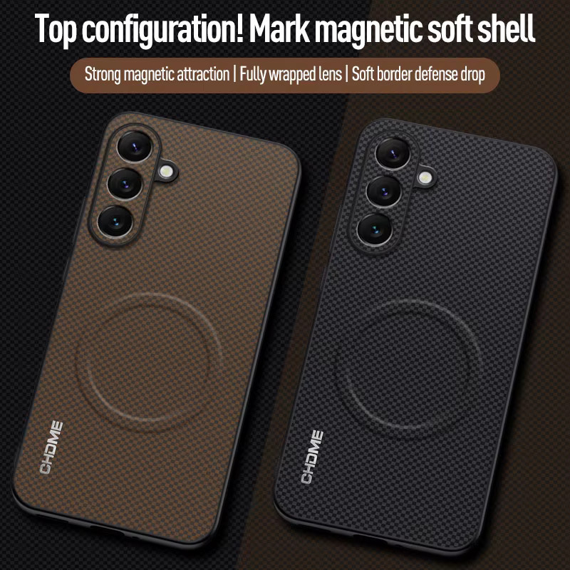 Luxus Magnet-Handyhülle für Samsung Galaxy S26 Ultra S25 S24 S23 Plus A17 A37 A57 A16 A36 aus TPU Silikon in Orange und Braun mit Auto-Magnethalterung - Bild 1
