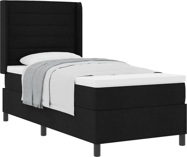 vidaXL Boxspringbett mit Matratze in Schwarz aus Stoff, B/T/H: 90 x 190 x 118 cm - Bild 1