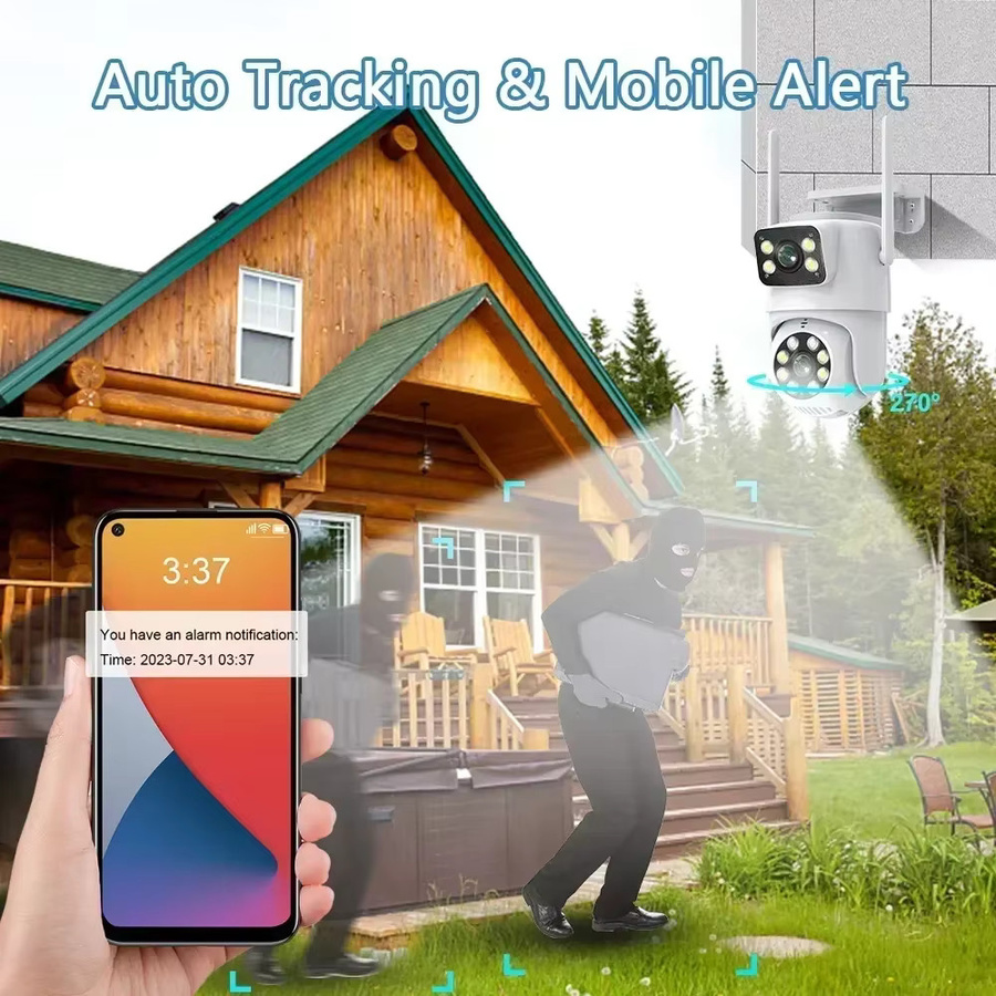 ANSVICAM 5K 10MP Tuya PTZ WLAN-Überwachungskamera für Außenbereich in Weiß mit Dual-Objektiv, Full HD und KI-gestützter automatischer Personenverfolgung - Bild 3