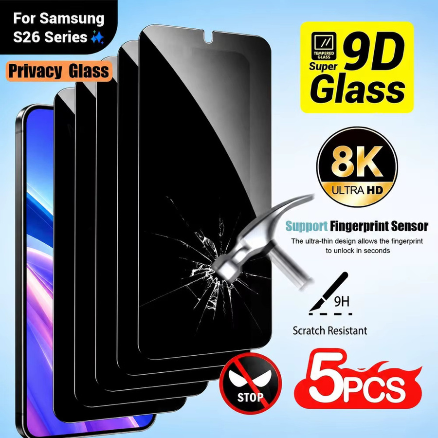 5 Stück Blickschutz-Vollbildschirmschutz aus gehärtetem Glas mit 9H Härtegrad für Samsung Galaxy S25, transparent - Bild 2