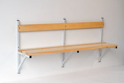 Sypro Wandbank aus Kiefernholz in Lichtgrau, Breite: 150 cm - Bild 1