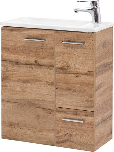 Schildmeyer Waschplatz Matteo in Eiche und Beige mit Soft-Close-Türen, B/T/H: 50 x 25 x 60 cm - Bild 1