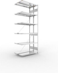 Meta Steckregal Anbauregal S3 CLIP 230 DAR verzinkt in Silber, B/T/H: 250 x 100 x 30 cm, inklusive 12 Böden - Bild 1