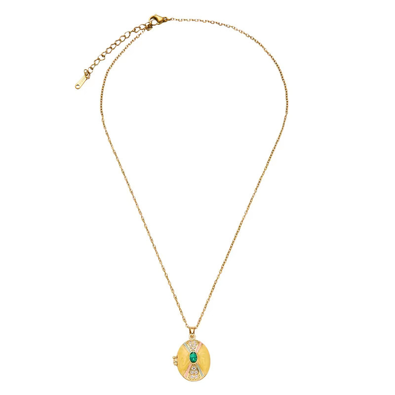ANENJERY Halskette, Edelstahl, Gold, Zirkonia, Damen, Vintage - Bild 3