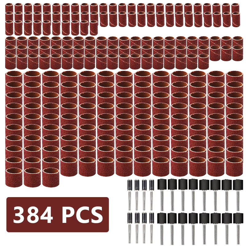 CMCP 384-teiliges Schleifband-Set mit 1/4 und 1/2 Zoll Dorn für Dremel-Drehwerkzeuge und Nagelschleifbandhülsen - Bild 7