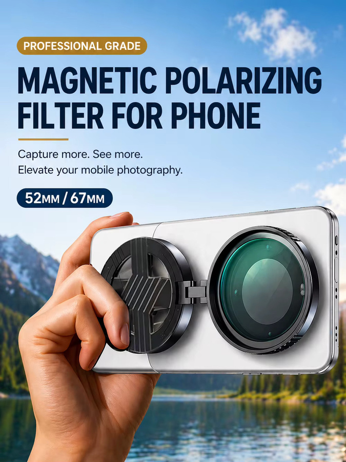 OBKEY Magnetischer CPL Filter Universell für 52mm und 67mm Kamera-Objektive in Schwarz zur Reduzierung von Reflexionen - Bild 6