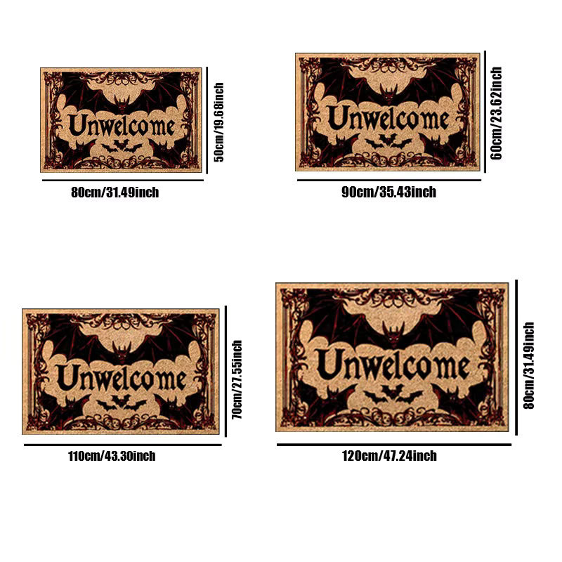 VIKAMA Halloween Fledermaus Fußmatte Unwelcome Dark Series, rutschfeste und wetterfeste Bodenmatte für Outdoor und Heimdekoration, B/T: 60 x 40 cm, Multicolor - Bild 4