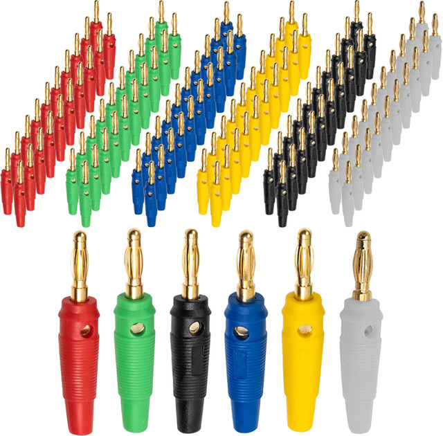 20 Stück vergoldete Bananenstecker 4 mm aus reinem Kupfer für Musiklautsprecherkabel in Gold, Rot und Multicolour - Bild 1